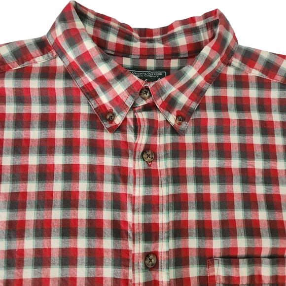 WOOLRICH Red Green Plaid Short Sleeve Button-Up Shirt โ size large - Picture 4 of 10